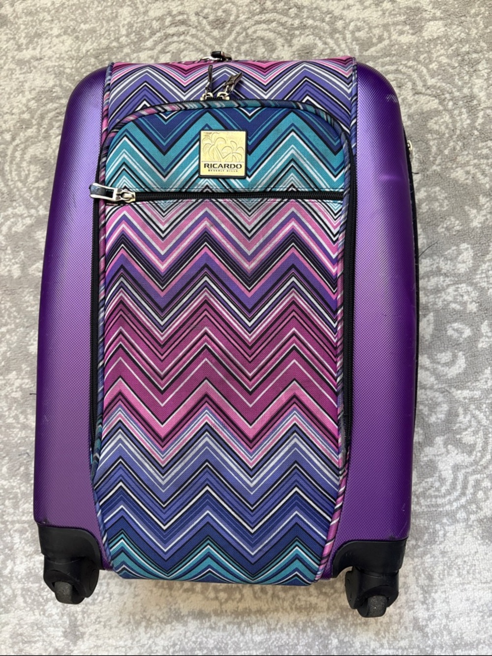 Ricardo Beverly Hills Purple Chevron Carry On Luggage - 22x28”